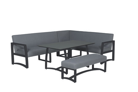 Garden Impressions Aureum Lounge/Dining Set4-tlg. - carbon black/hellgrau