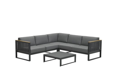 Garden Impressions Alain Lounge Set 4-Teilig - c.bl./mid gr. rope 5mm/mid gr