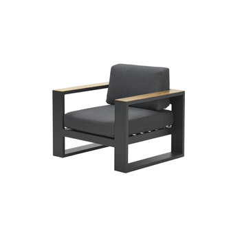 Garden Impressions Cube Lounge Sessel - c. bl/ reflex black/ teak look