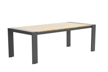  Garden Impressions Francisco Dining Tisch 200x100 - carbon black/Teak Look