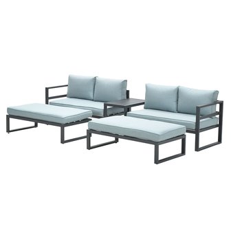 Garden Impressions Bretagne Loungeset 5-Teilig - Carbon Black/ Mintgrau