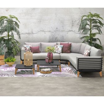 Garden Impressions Carmen Lounge Set 5-tlg. - C. black/ Grau/ Teak Look