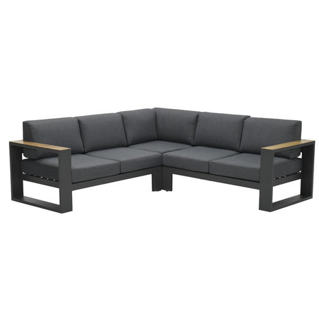 Garden Impressions Cube Loungeset 3-tlg. - c. bl/ reflex black/ teak look