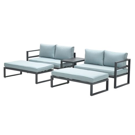 Garden Impressions Bretagne Loungeset 5-Teilig - Carbon Black/ Mintgrau