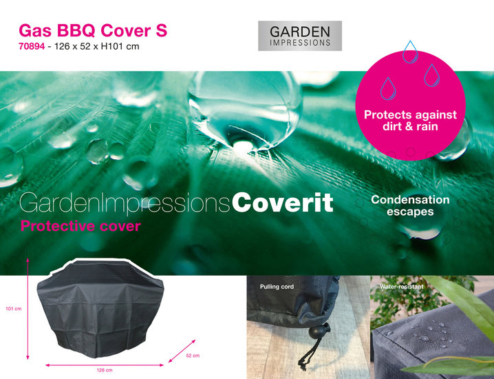 Garden Impressions Coverit Gas BBQ Hülle S - 126/62x52xH101