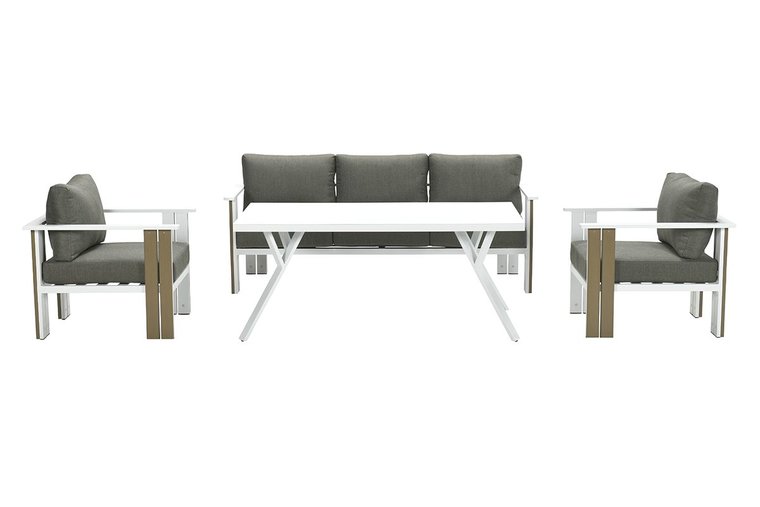 Garden Impressions Plato L/D Set 4-tlg. - VW vint. teak/matt weiß/moss g