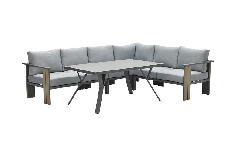Garden Impressions Plato L/D Eckset 5-tlg. - VW vint. teak/c.black/hellgr.