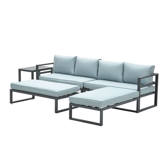 Garden Impressions Bretagne Loungeset 5-Teilig - Carbon Black/ Mintgrau