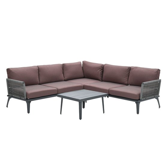 Garden Impressions Pescara Lounge Eckset 4-tlg - C.Bl./TPU rope hell Gr/ Kupfer