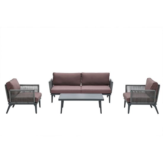 Garden Impressions Pescara Lounge Set 4-tlg - C.Bl/TPU rope hell Gr/ Kupfer