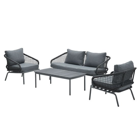 Garden Impressions Portimao Lounge Set 4-tlg - C. Black/Rope Schwarz/ Myst Gr