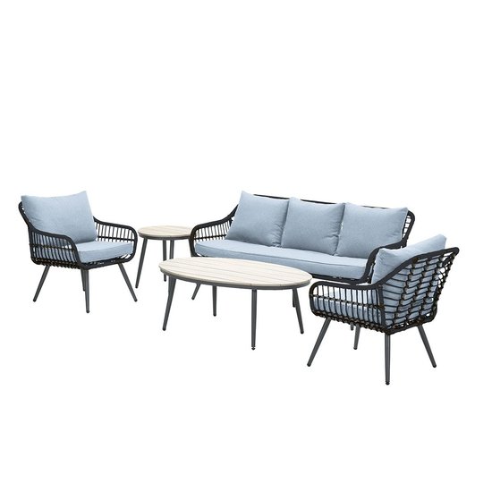 Garden Impressions Margriet Lounge Set 5-tlg - C. Black/ Black Rotan/ Mintgr.