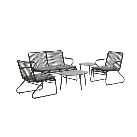 Garden Impressions Hermes Lounge Set 5-tlg. - C.Bl./ Rope Schw.ø5Mm/mys Gr.