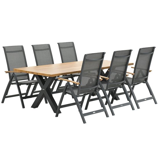 Garden Impressions Gala Garten Set 7-Teilig - Dunkel grau/teak look